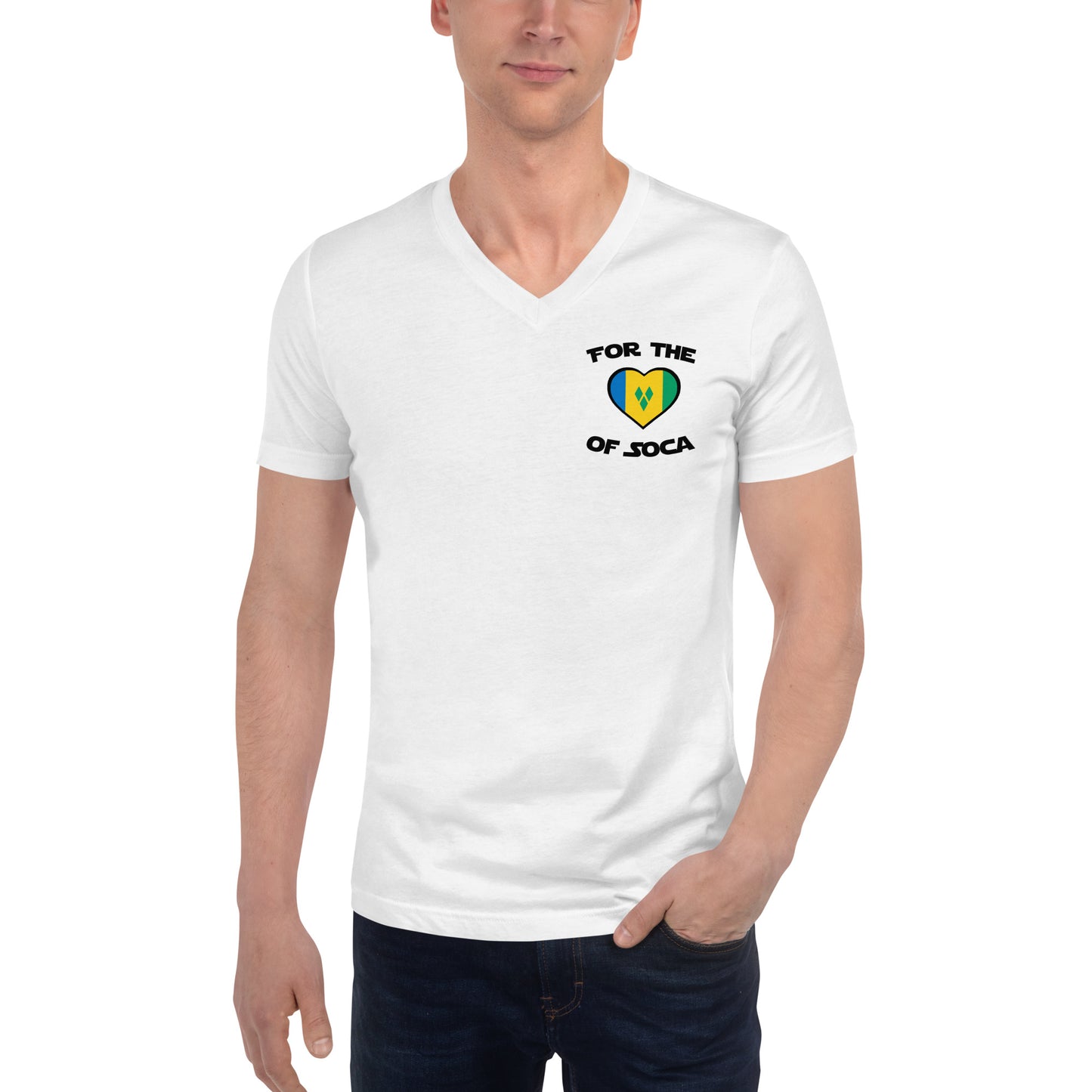 Unisex Team St. Vincent V-Neck T-Shirt White (small logo)