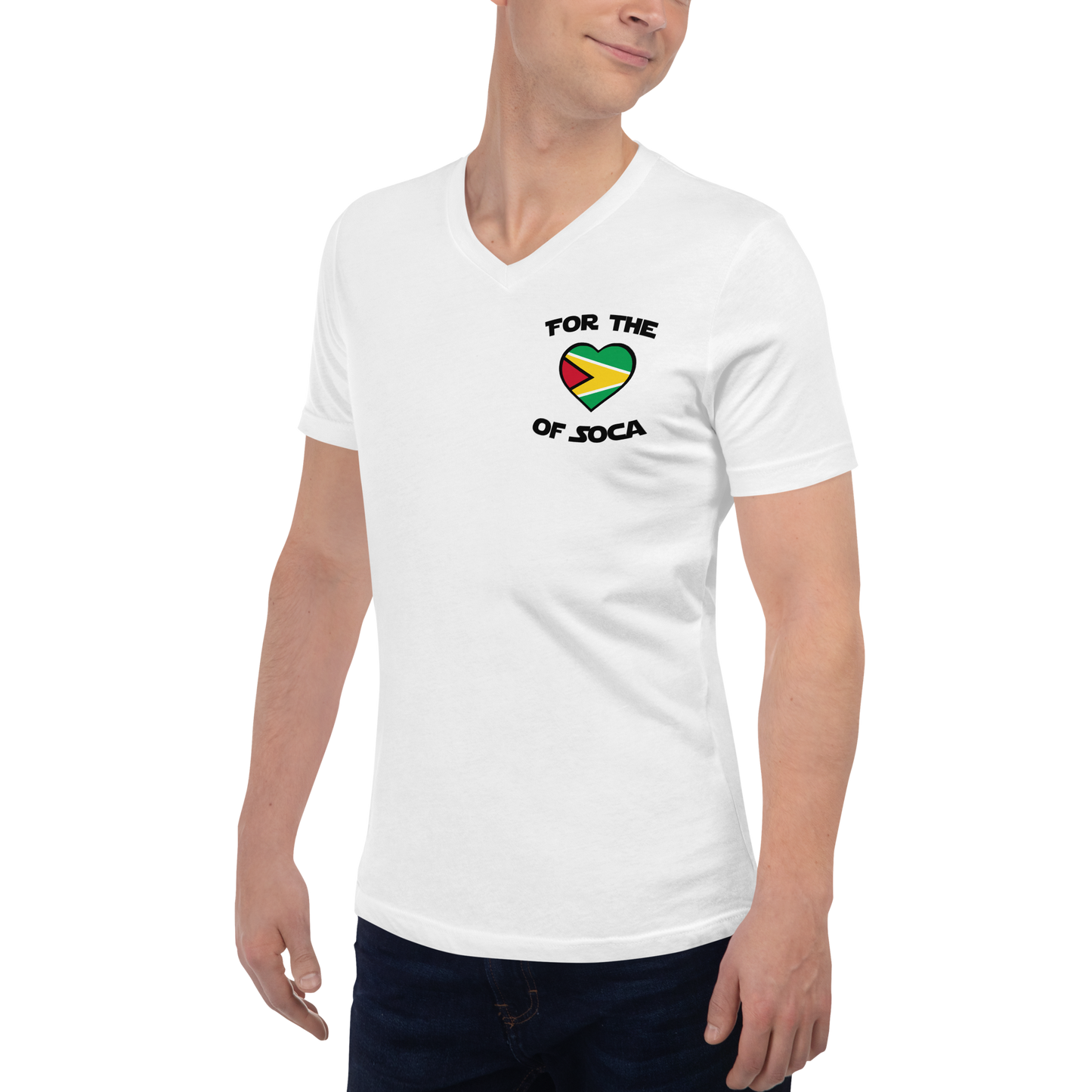 Unisex Team Guyana V-Neck T-Shirt White (small logo)