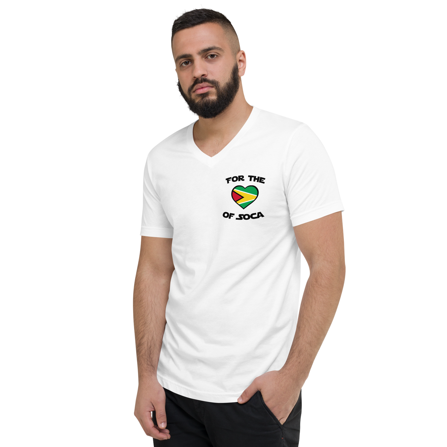 Unisex Team Guyana V-Neck T-Shirt White (small logo)