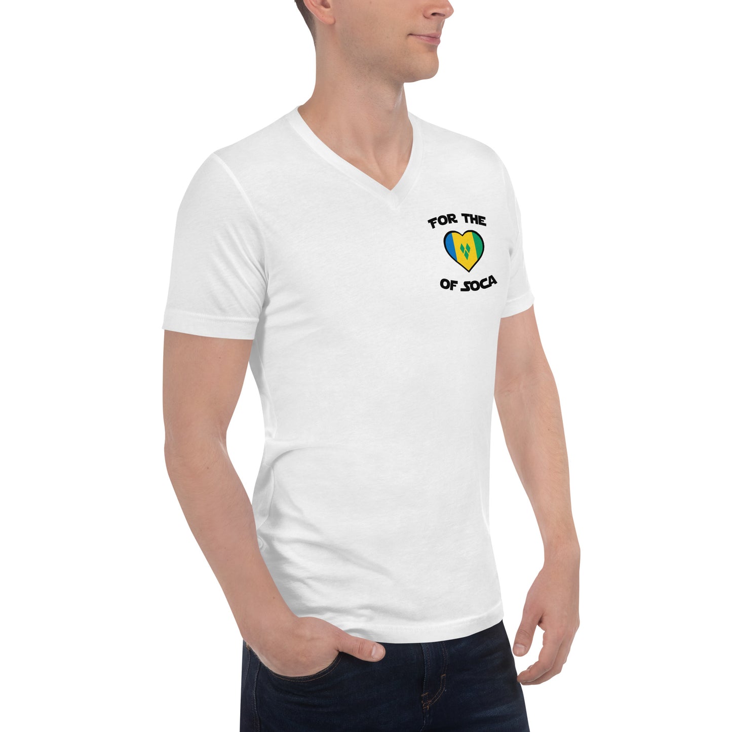 Unisex Team St. Vincent V-Neck T-Shirt White (small logo)
