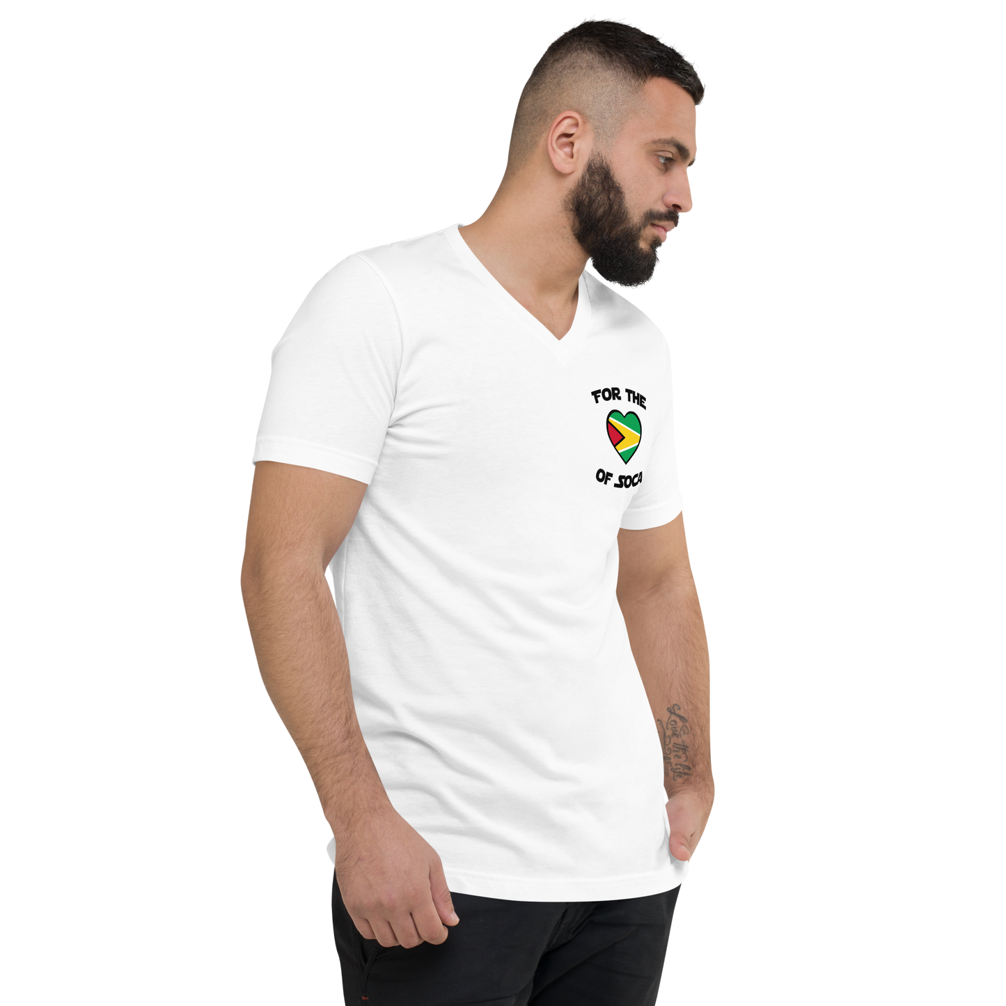 Unisex Team Guyana V-Neck T-Shirt White (small logo)