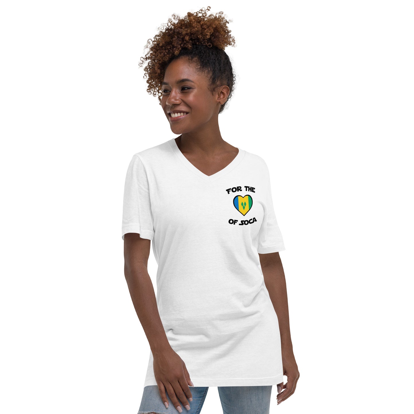 Unisex Team St. Vincent V-Neck T-Shirt White  (small logo)