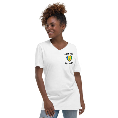 Unisex Team St. Vincent V-Neck T-Shirt White  (small logo)