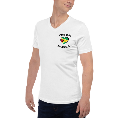Unisex Team Guyana V-Neck T-Shirt White  (small logo)