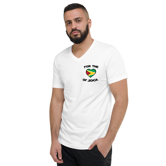 Unisex Team Guyana V-Neck T-Shirt White  (small logo)