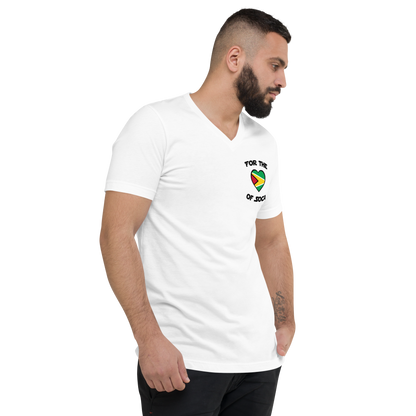 Unisex Team Guyana V-Neck T-Shirt White  (small logo)